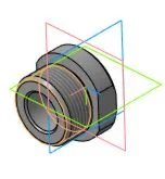 Drawing and 3D model of the bushing part in the compass