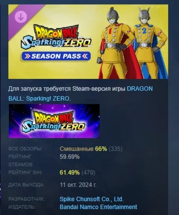 DRAGON BALL Sparking! ZERO Season Pass DLC STEAM РОССИЯ