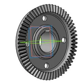 Model of the part of the bevel gear wheel in the compas