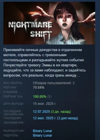 Nightmare Shift АВТОДОСТАВКА STEAM РОССИЯ