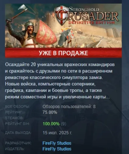 Stronghold Crusader: Definitive Edition АВТОДОСТАВКА STEAM РОССИЯ