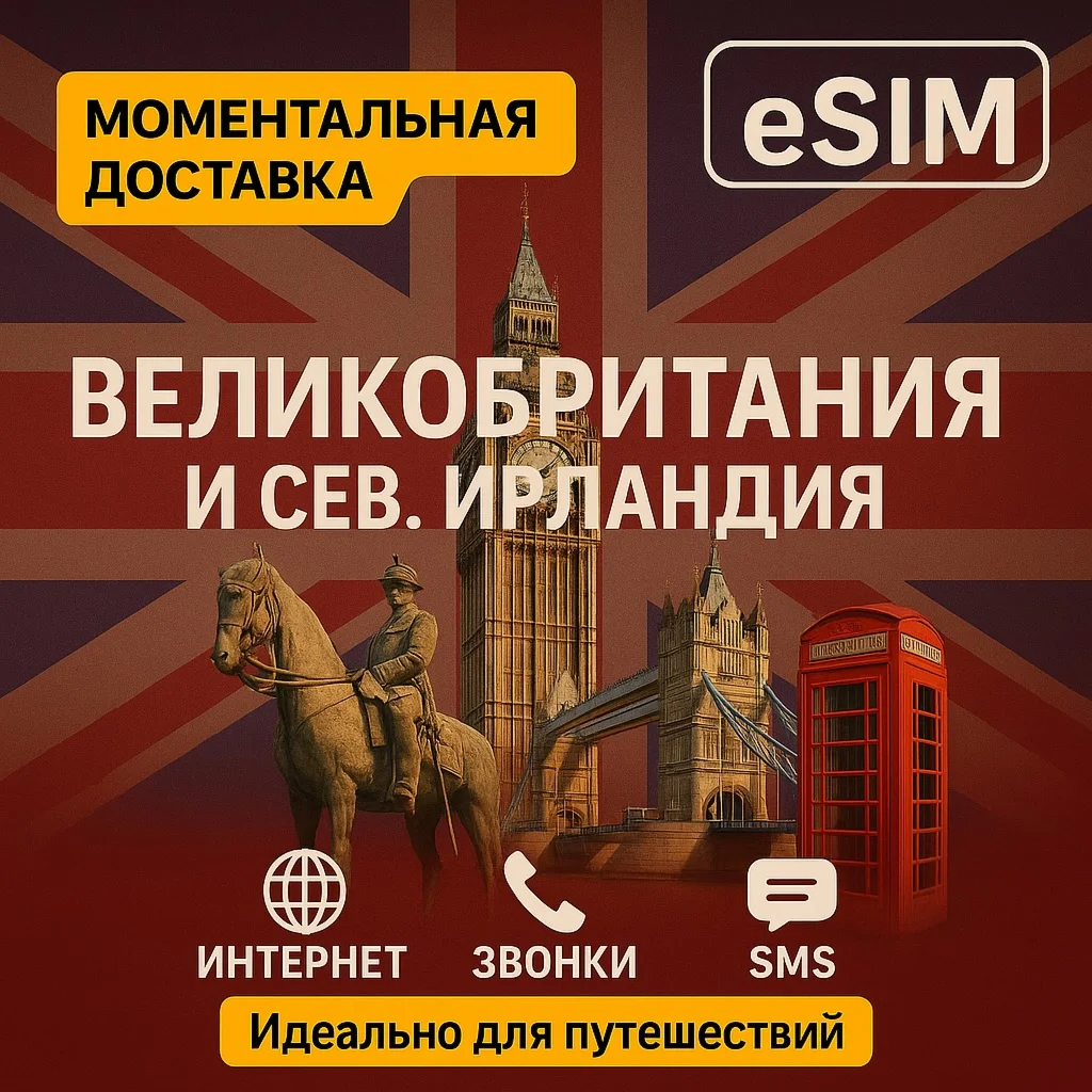 eSIM  Великобритания + сев. Ирландия / Номер телефона