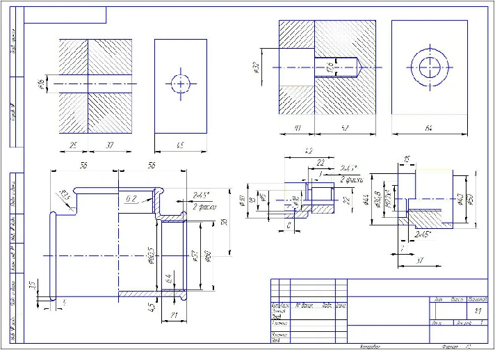 Drawings - threaded connections. Engineering graphics.