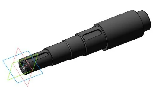 Drawing and 3D model of the shaft part in the program c