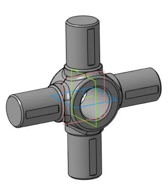Drawing and 3D model of the crosspiece part in the comp