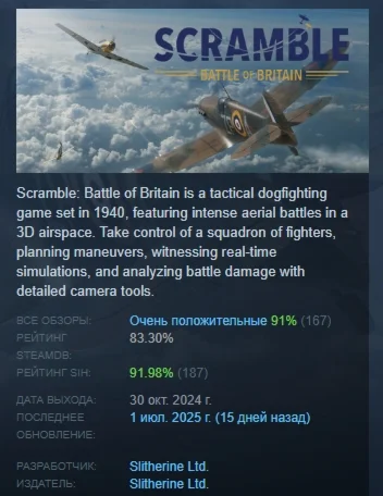 Scramble: Battle of Britain АВТОДОСТАВКА STEAM РОССИЯ