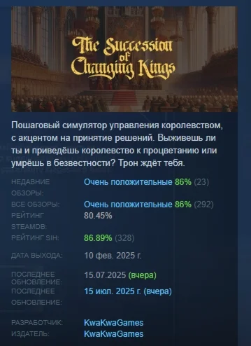 The Succession of Changing Kings STEAM GIFT РОССИЯ