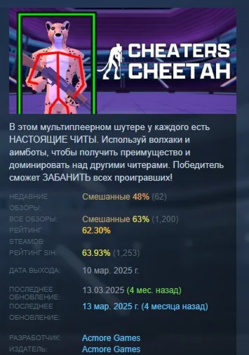 Cheaters Cheetah  АВТОДОСТАВКА STEAM РОССИЯ