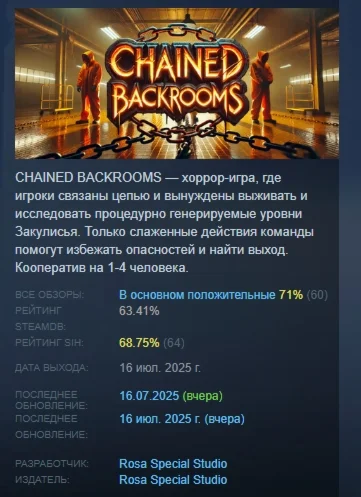 Chained Backrooms АВТОДОСТАВКА STEAM РОССИЯ