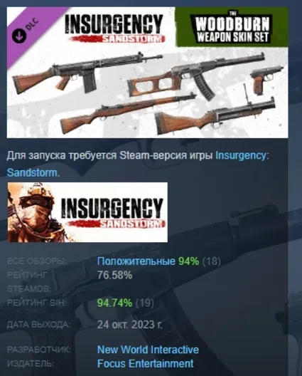 Insurgency: Sandstorm - Woodburn Weapon Skin Set РОССИЯ