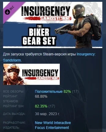 Insurgency: Sandstorm - Biker Gear Set DLC STEAM РОССИЯ