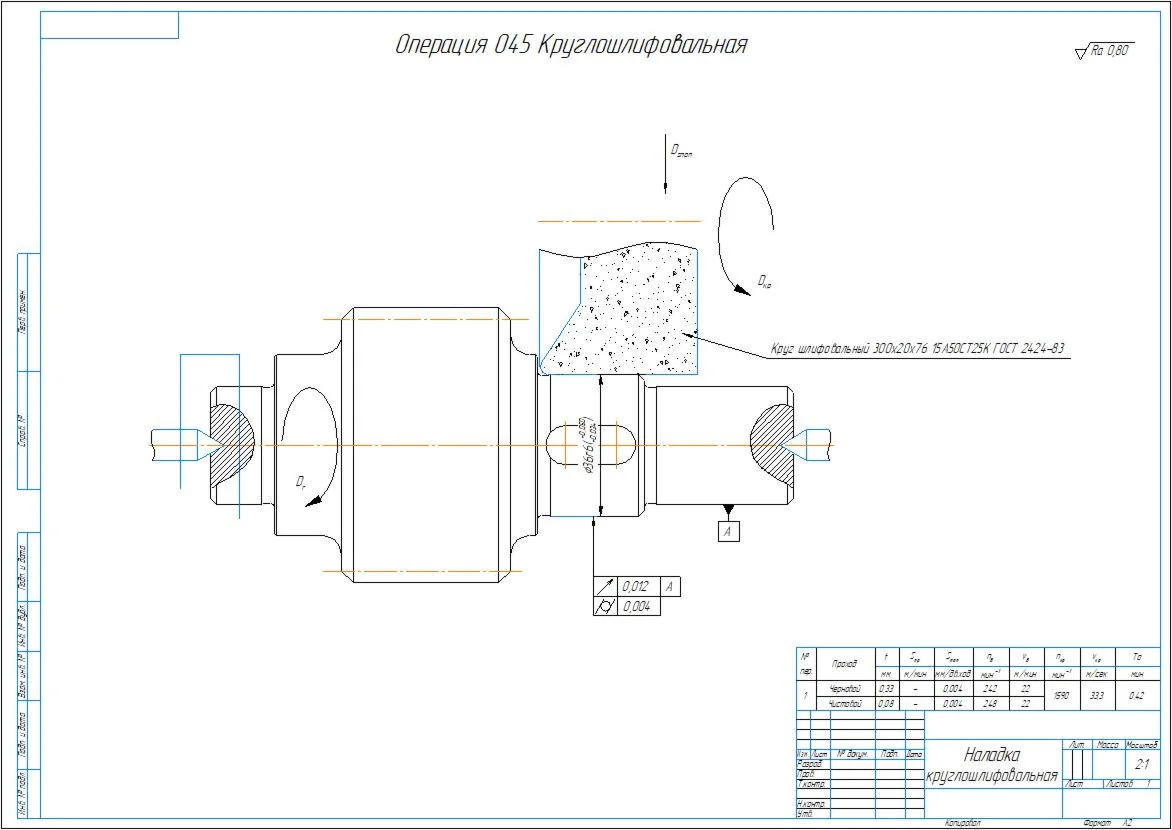 Drawings of technological setups for the shaft-gear par