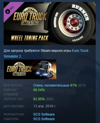 Euro Truck Simulator 2 - Wheel Tuning Pack DLC STEAM
