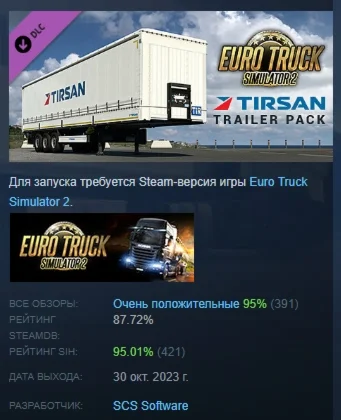 Euro Truck Simulator 2 - Tirsan Trailer Pack STEAM РФ