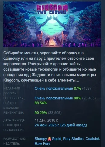 Kingdom Two Crowns АВТОДОСТАВКА STEAM РОССИЯ
