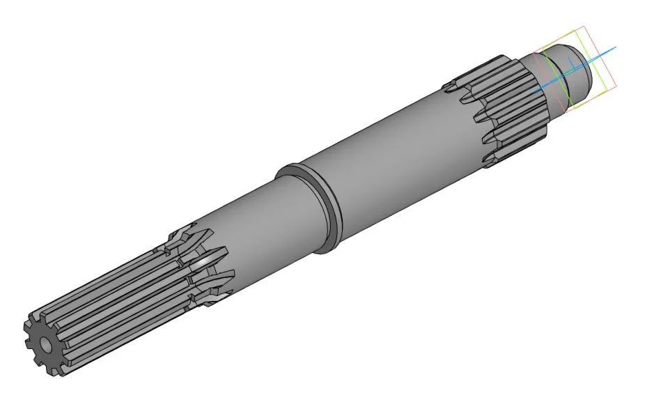 Drawing and 3D model of the clutch shaft part O1M-2103