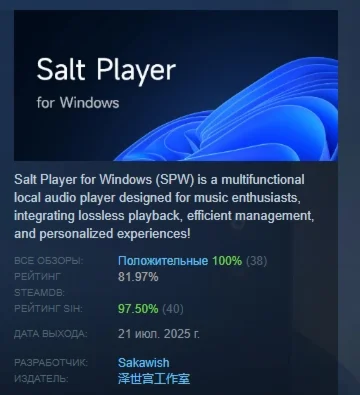 Salt Player for Windows АВТОДОСТАВКА STEAM РОССИЯ