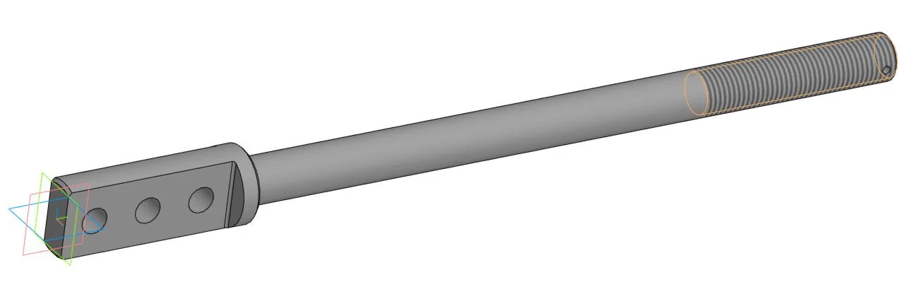 Working drawing and model (3D) of the part of the thrus