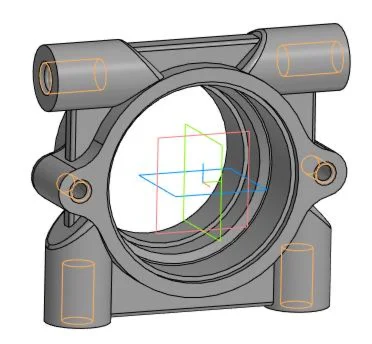 Drawing and 3D model of the rear pillar part in the com
