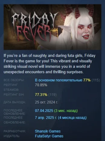 Friday Fever АВТОДОСТАВКА STEAM РОССИЯ