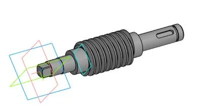 Drawing and 3D model of the worm part in the Kompas 3D