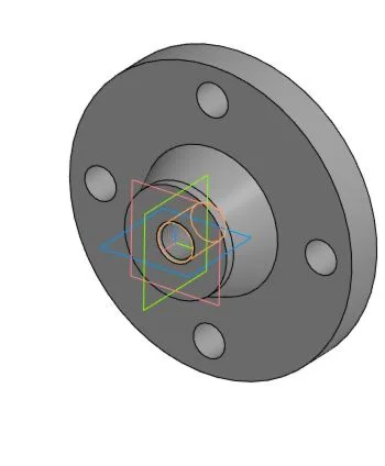 Drawing and 3D model of the flange part in the program