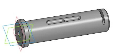 Drawing and 3D model of the part axis PK.02.06.01.04 in