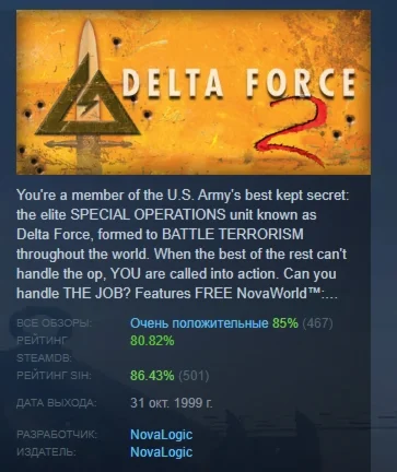 Delta Force 2 АВТОДОСТАВКА STEAM РОССИЯ