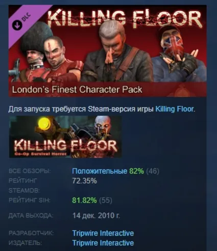 Killing Floor London's Finest DLC Character pack АВТОДОСТАВКА STEAM РОССИЯ
