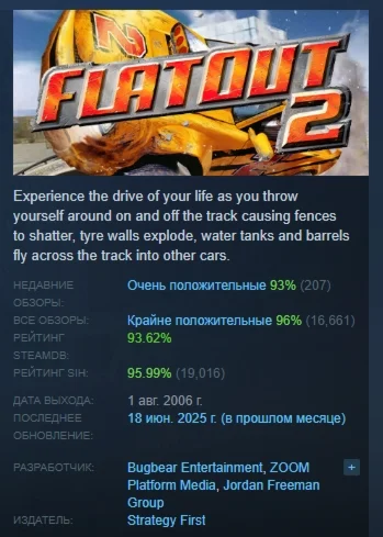 FlatOut 2™ АВТОДОСТАВКА STEAM РОССИЯ