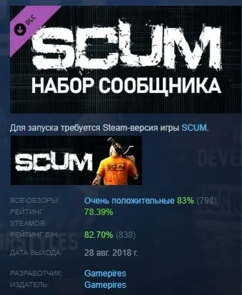 SCUM Supporter Pack DLC STEAM GIFT РОССИЯ