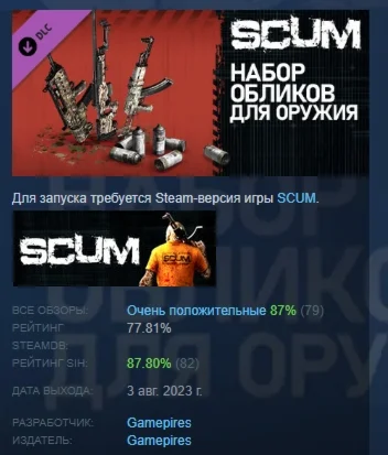 SCUM Weapon Skins pack 1 DLC STEAM GIFT РОССИЯ