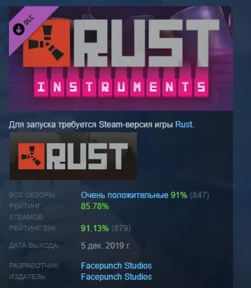 Rust - Instruments Pack DLC STEAM РОССИЯ