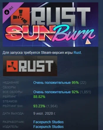 Rust - Sunburn Pack DLC STEAM РОССИЯ
