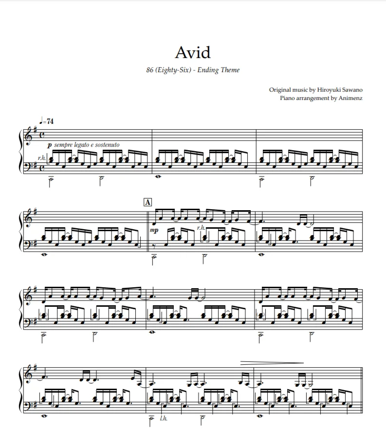 Ноты Animenz - Avid - 86 / Eighty-Six Episode 22ver