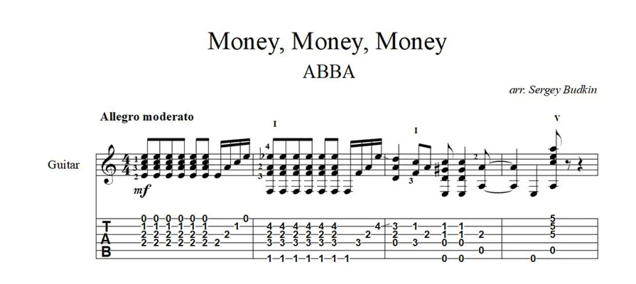 Money, Money, Money (ABBA) ноты для гитары