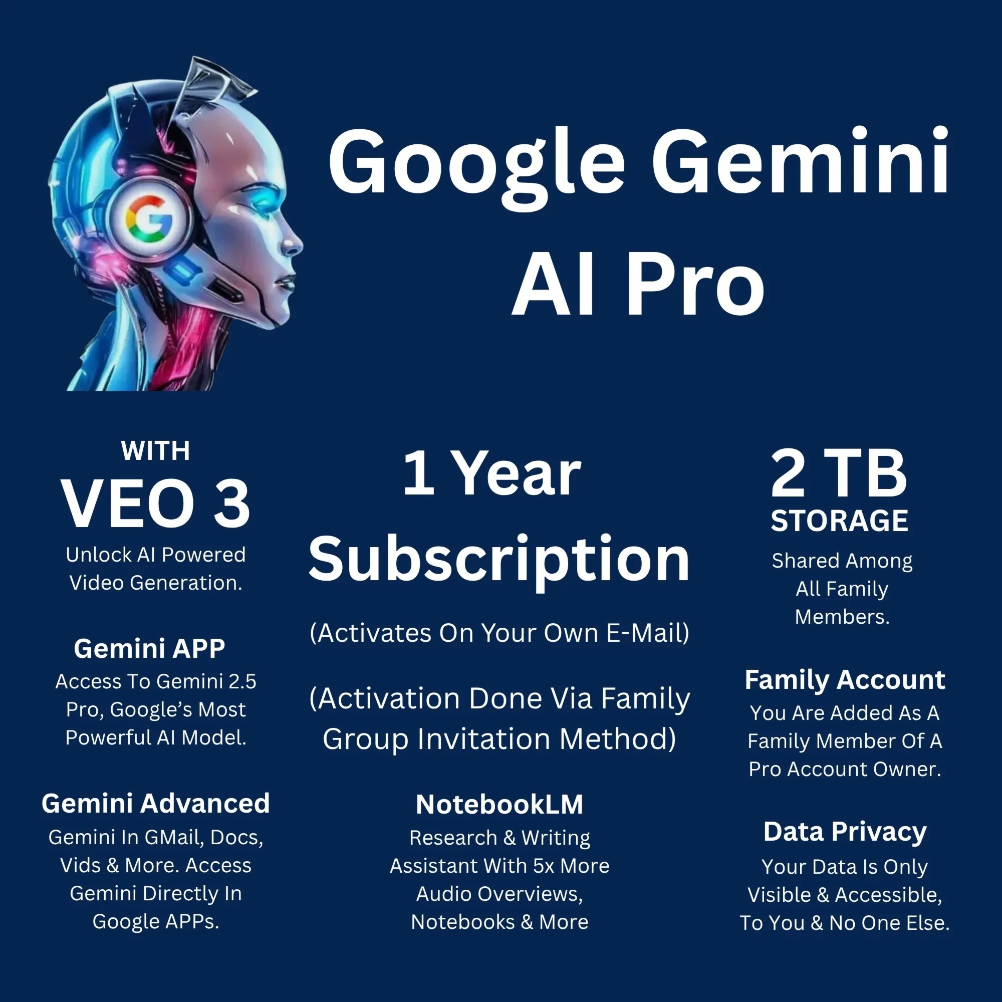 GOOGLE GEMINI AI PRO + VEO 3 | 12 MONTHS | PERSONAL AC