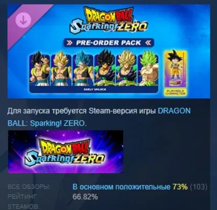 DRAGON BALL Sparking! ZERO Pre-Order Pack STEAM РОССИЯ