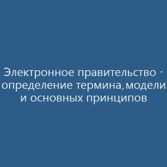 Электронное правительство - термины, модели и принципы