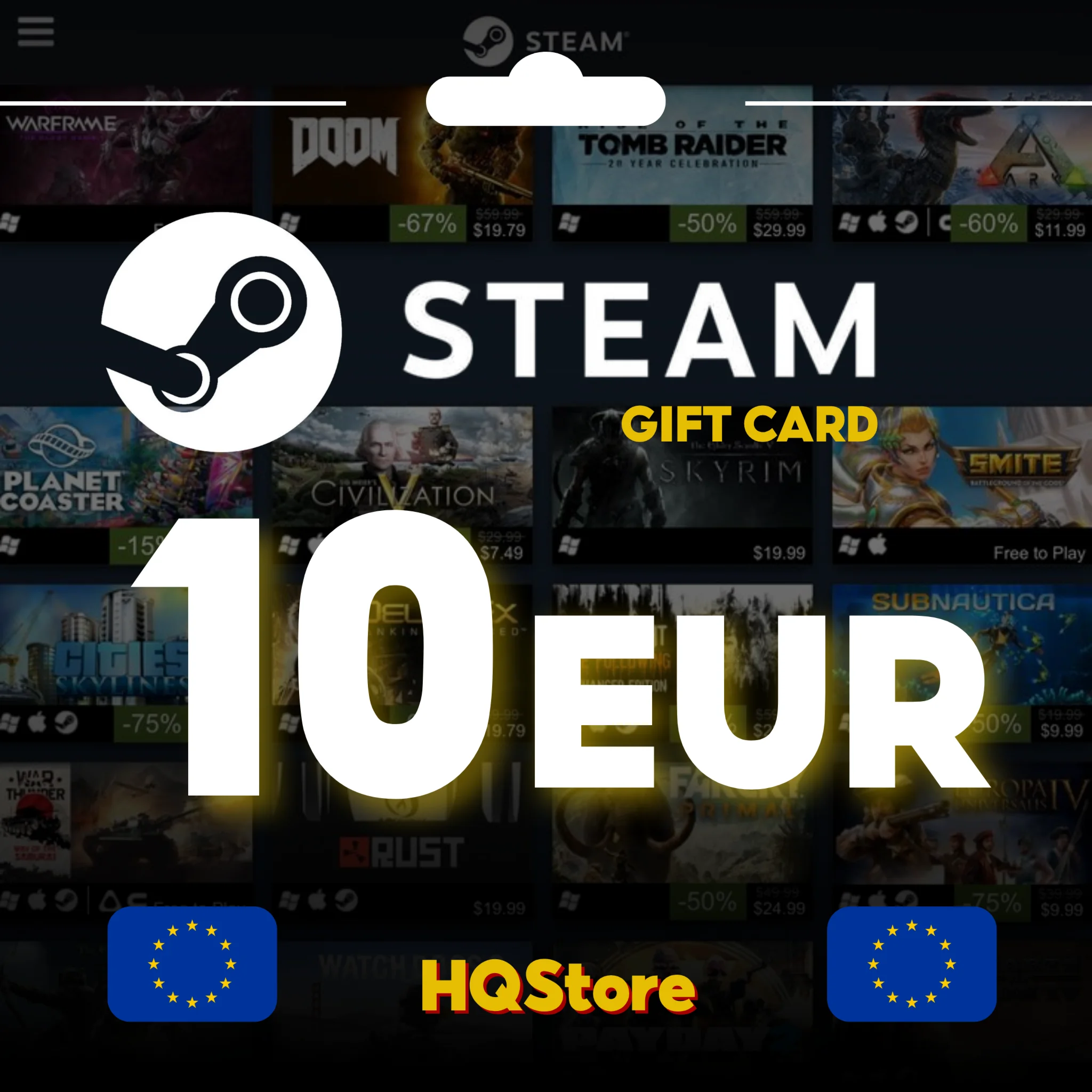 ⭐Подарочная карта STEAM 10 EUR ЕС АВТО ЛУЧШАЯ КОМИССИЯ
