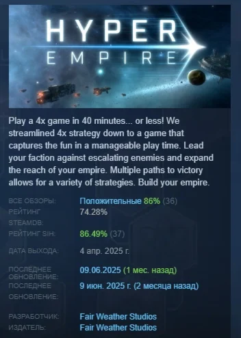 Hyper Empire АВТОДОСТАВКА STEAM РОССИЯ