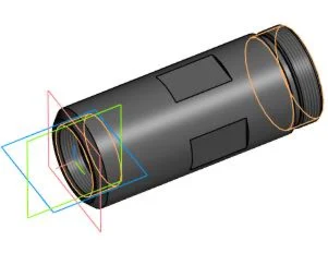 Drawing and 3D model of adapter part 4.15.00.016-ГГВ