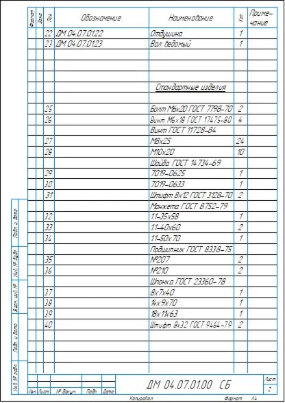 Drawing of the gearbox assembly diagram in the program