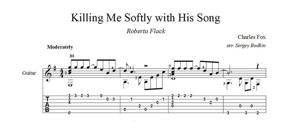 Killing Me Softly with His Song - ноты для гитары