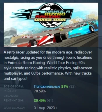 Formula Retro Racing - World Tour STEAM GIFT РОССИЯ