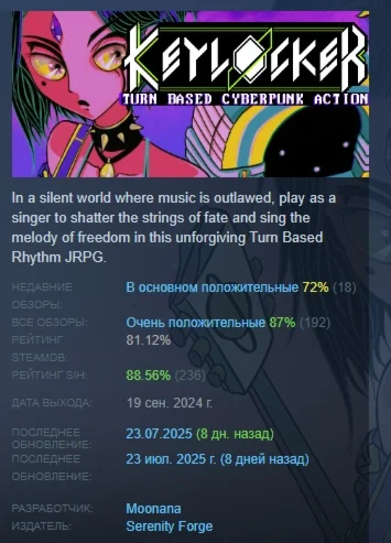 Keylocker | Turn Based Cyberpunk Action STEAM РОССИЯ