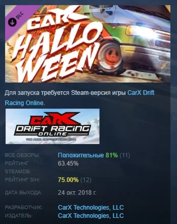 CarX Drift Racing Online - CarX Halloween DLC STEAM