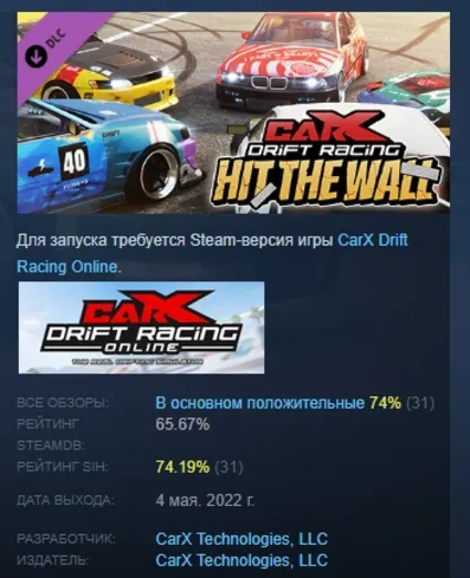 CarX Drift Racing Online Hit The Wall DLC STEAM РОССИЯ