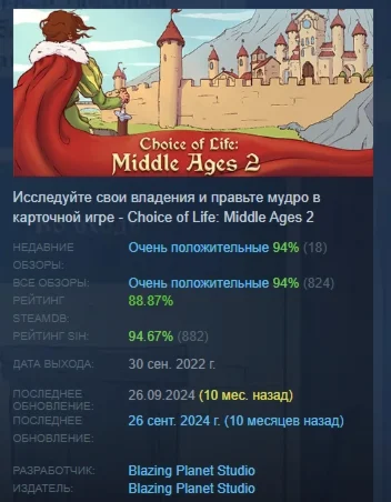 Choice of Life: Middle Ages 2 АВТОДОСТАВКА STEAM РОССИЯ