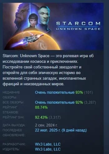 Starcom: Unknown Space АВТОДОСТАВКА STEAM РОССИЯ